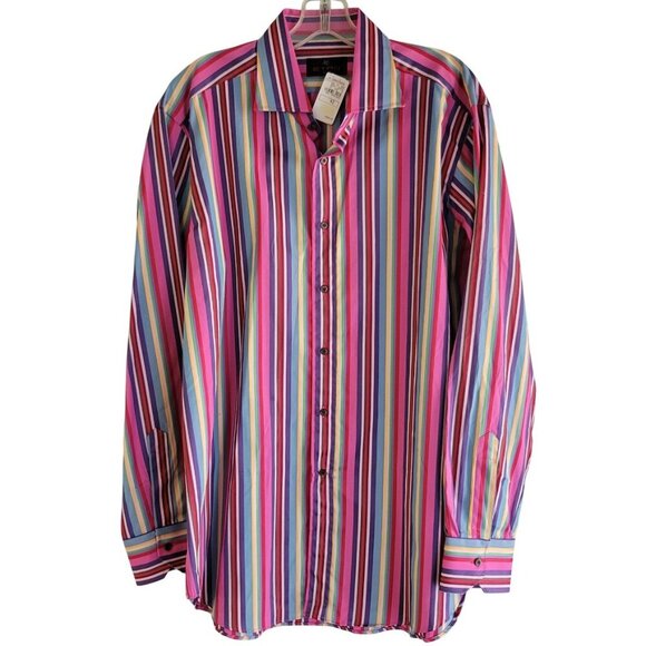 NWT ETRO Milano Rainbow Striped Button Up Men's Shirt Size 42 - Picture 2 of 11